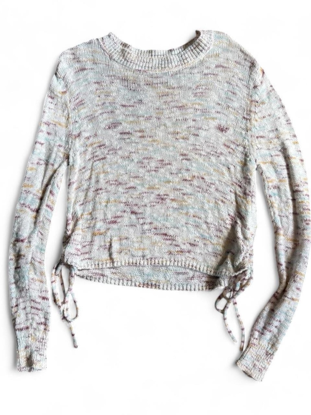 Versona Speckled Pastel Crewneck Sweater with Side Ties